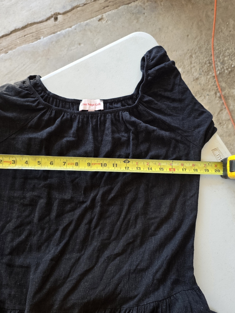 Lisa Says Gah Black Linen Blend Tiered Midi Maxi Dress Puff Sleeve S Small - Picture 9 of 9